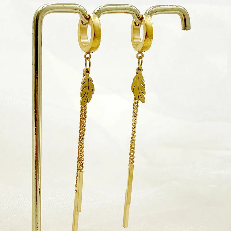 1 Pair Elegant Classical Solid Color Polishing Plating 304 Stainless Steel Gold Plated Earrings