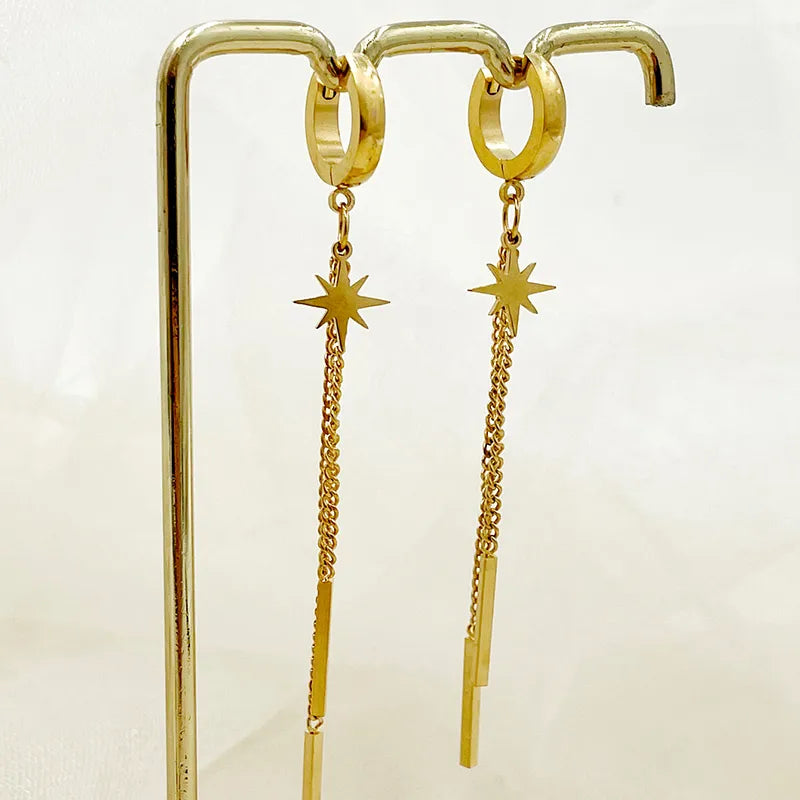 1 Pair Elegant Classical Solid Color Polishing Plating 304 Stainless Steel Gold Plated Earrings