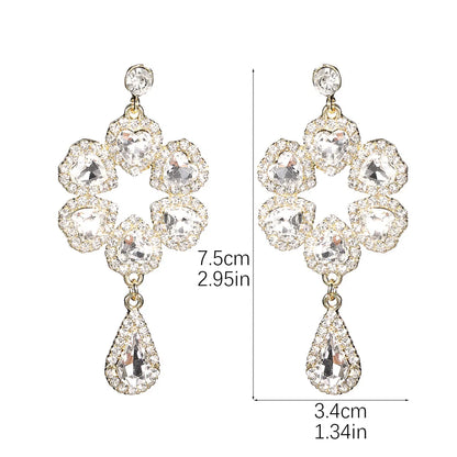 1 Pair Elegant Color Block Inlay Alloy Rhinestones Zircon Drop Earrings