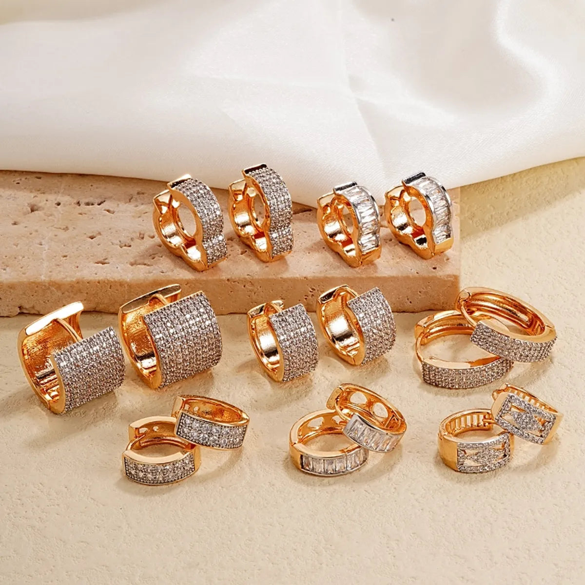 1 Pair Elegant Color Block Plating Inlay Copper Zircon Earrings