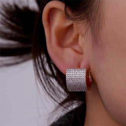 1 Pair Elegant Color Block Plating Inlay Copper Zircon Earrings