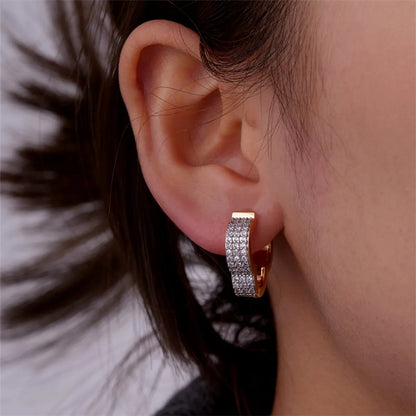 1 Pair Elegant Color Block Plating Inlay Copper Zircon Earrings