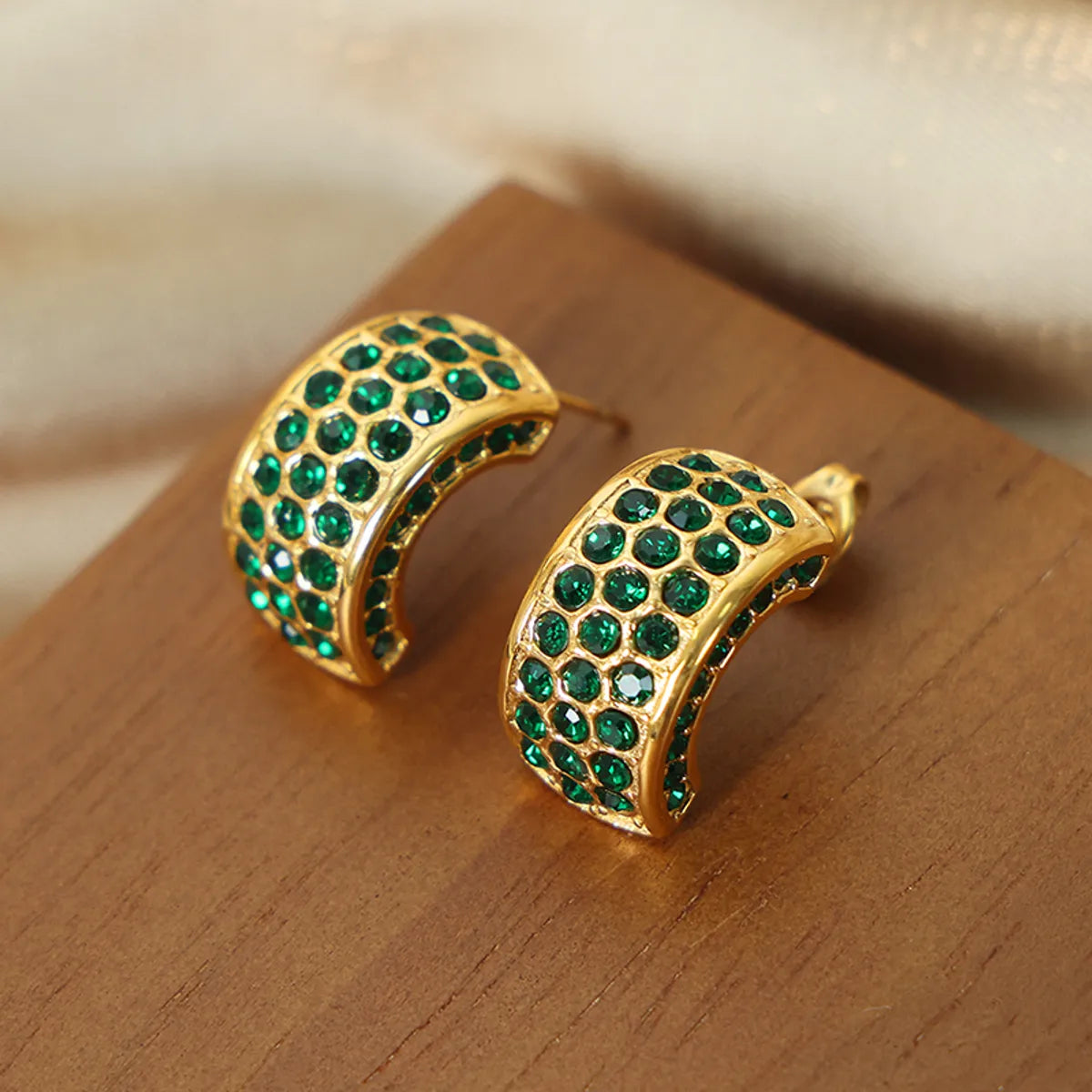 1 Pair Elegant Color Block Plating Inlay Titanium Steel Zircon 18k Gold Plated Ear Studs