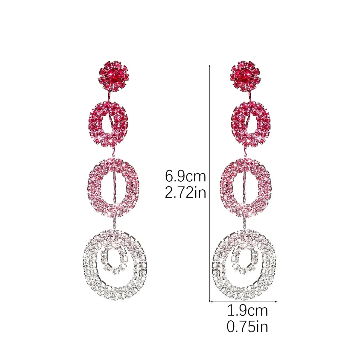 1 Pair Elegant Color Block Plating Rhinestone Gold Plated Drop Earrings