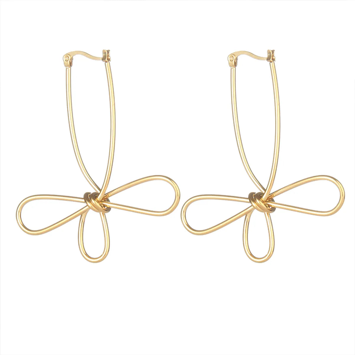 1 Pair Elegant Commute Flower Plating Stainless Steel 18k Gold Plated Drop Earrings