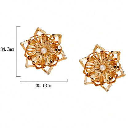 1 Pair Elegant Cute Bohemian Flower Epoxy Plating Resin Titanium Steel Iron Resin Gold Plated Ear Studs