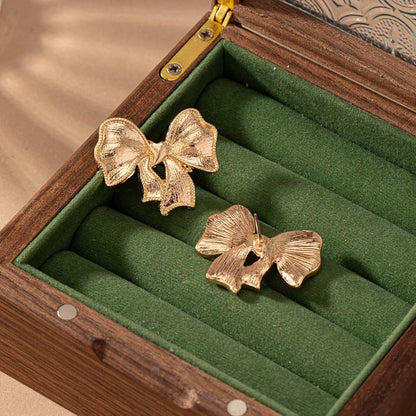 1 Pair Elegant Cute Bow Knot Plating Alloy 14K Gold Plated Ear Studs