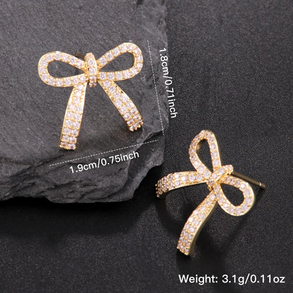 1 Pair Elegant Cute Butterfly Bow Knot Plating Inlay Copper Zircon 18K Gold Plated Ear Studs