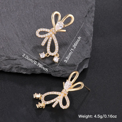 1 Pair Elegant Cute Butterfly Bow Knot Plating Inlay Copper Zircon 18K Gold Plated Ear Studs