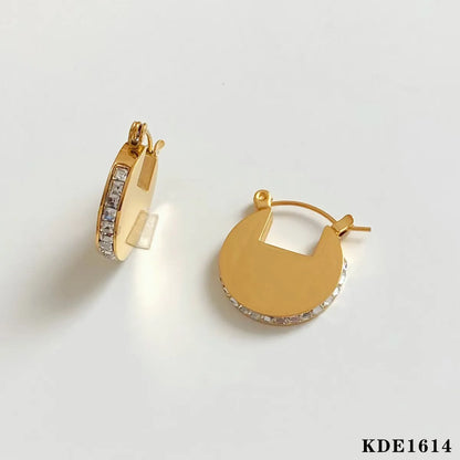 1 Pair Elegant Cute Geometric Plating Inlay 304 Stainless Steel Zircon 16K Gold Plated White Gold Plated Gold Plated Earrings