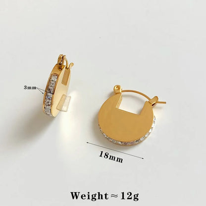 1 Pair Elegant Cute Geometric Plating Inlay 304 Stainless Steel Zircon 16K Gold Plated White Gold Plated Gold Plated Earrings