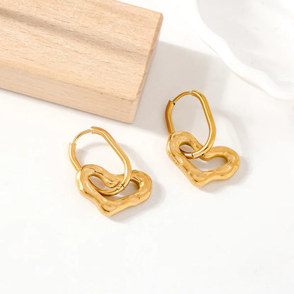 1 Pair Elegant Cute Heart Shape 304 Stainless Steel 18K Gold Plated Drop Earrings