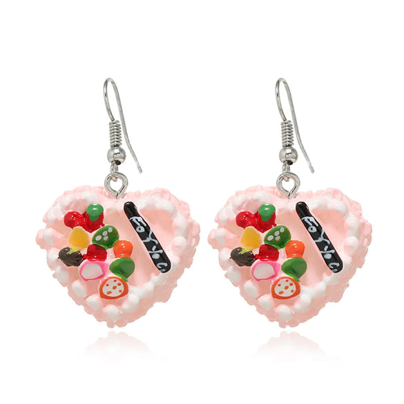 1 Pair Elegant Cute Lady Heart Shape Cake Alloy Drop Earrings