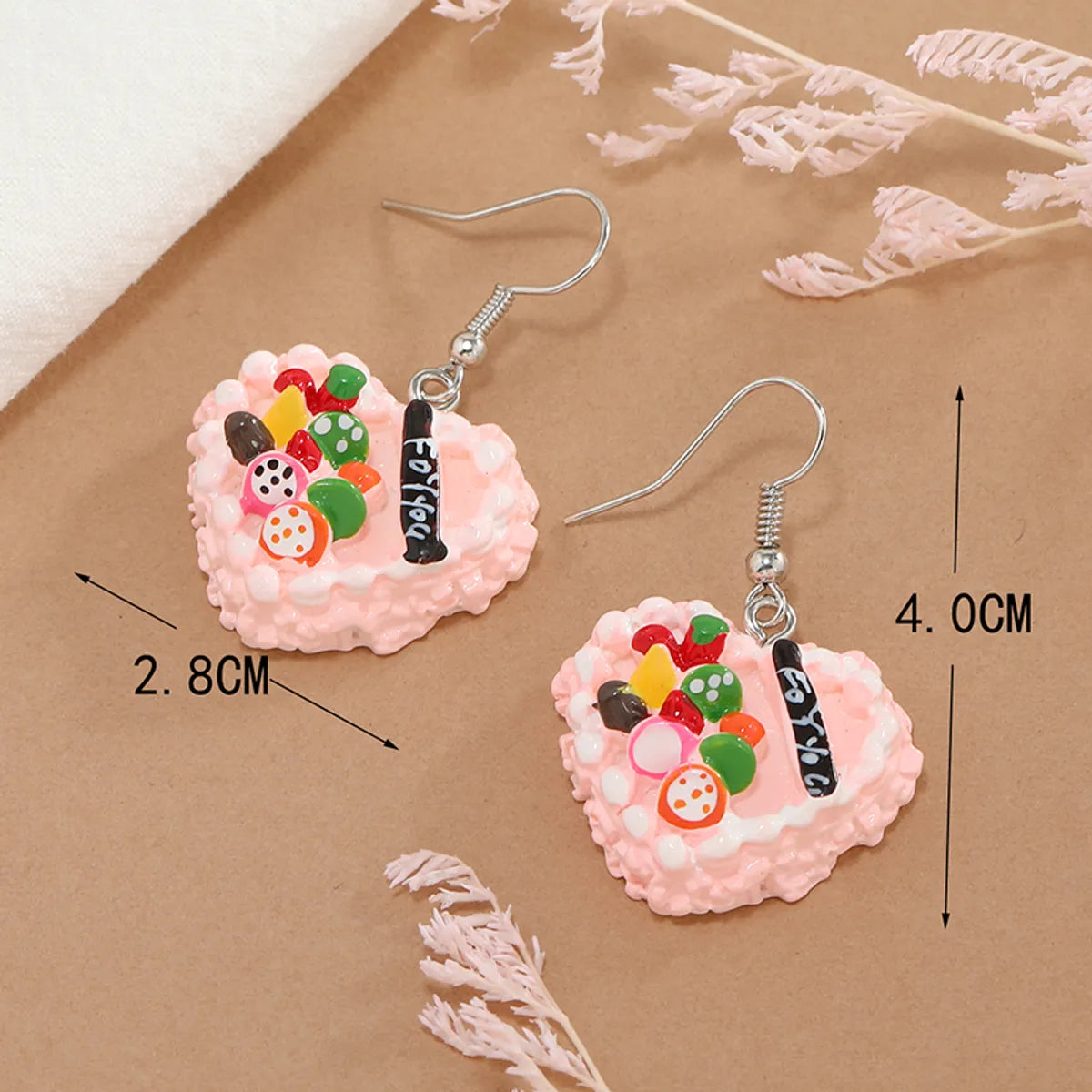 1 Pair Elegant Cute Lady Heart Shape Cake Alloy Drop Earrings