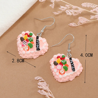 1 Pair Elegant Cute Lady Heart Shape Cake Alloy Drop Earrings