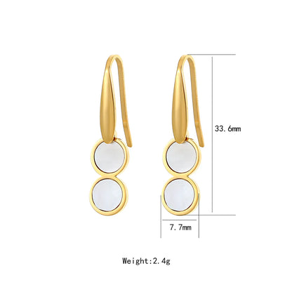 1 Pair Elegant Cute Luxurious Round Inlay Stainless Steel Titanium Steel Artificial Pearls 18K Gold Plated Drop Earrings