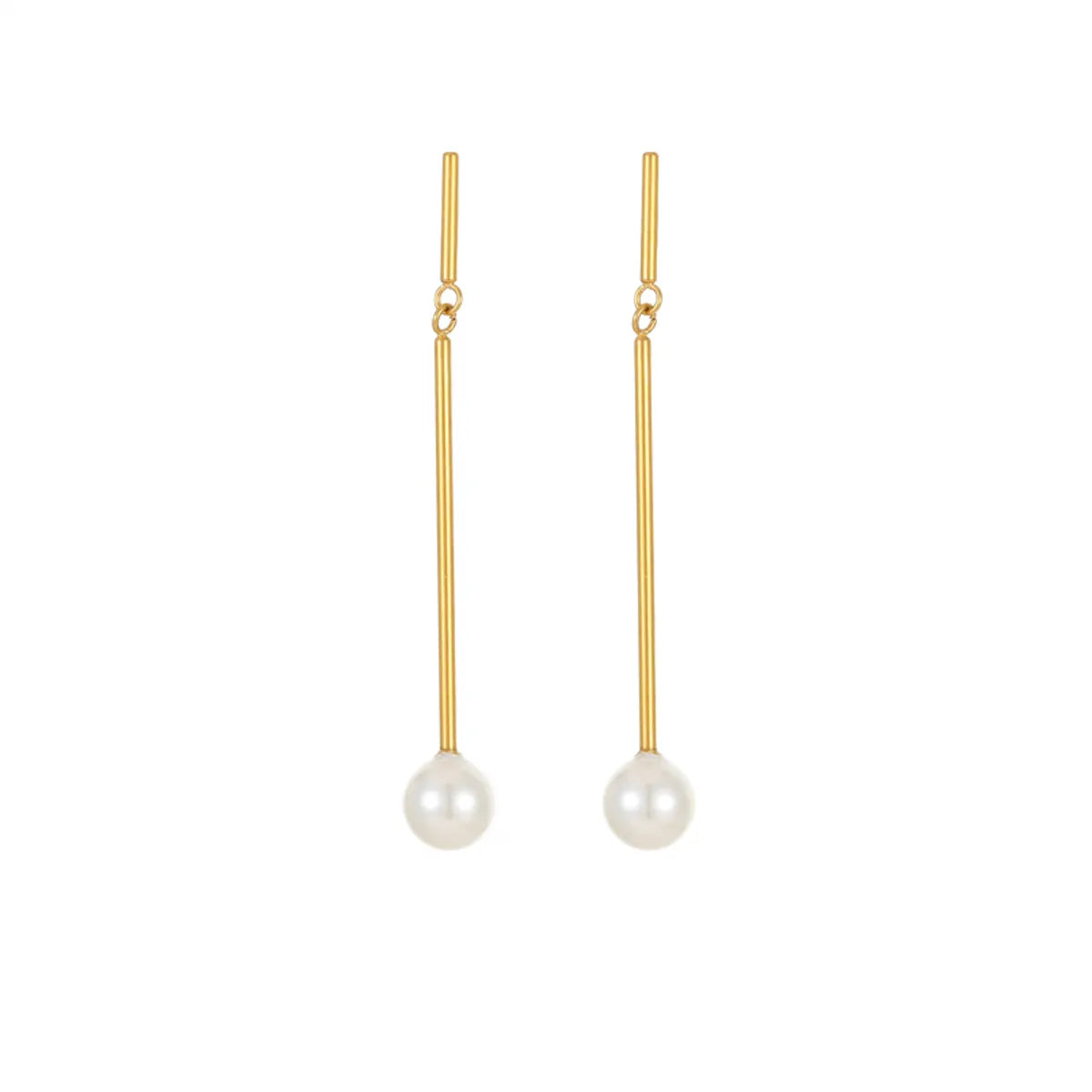 1 Pair Elegant Cute Luxurious Round Inlay Stainless Steel Titanium Steel Artificial Pearls 18K Gold Plated Drop Earrings