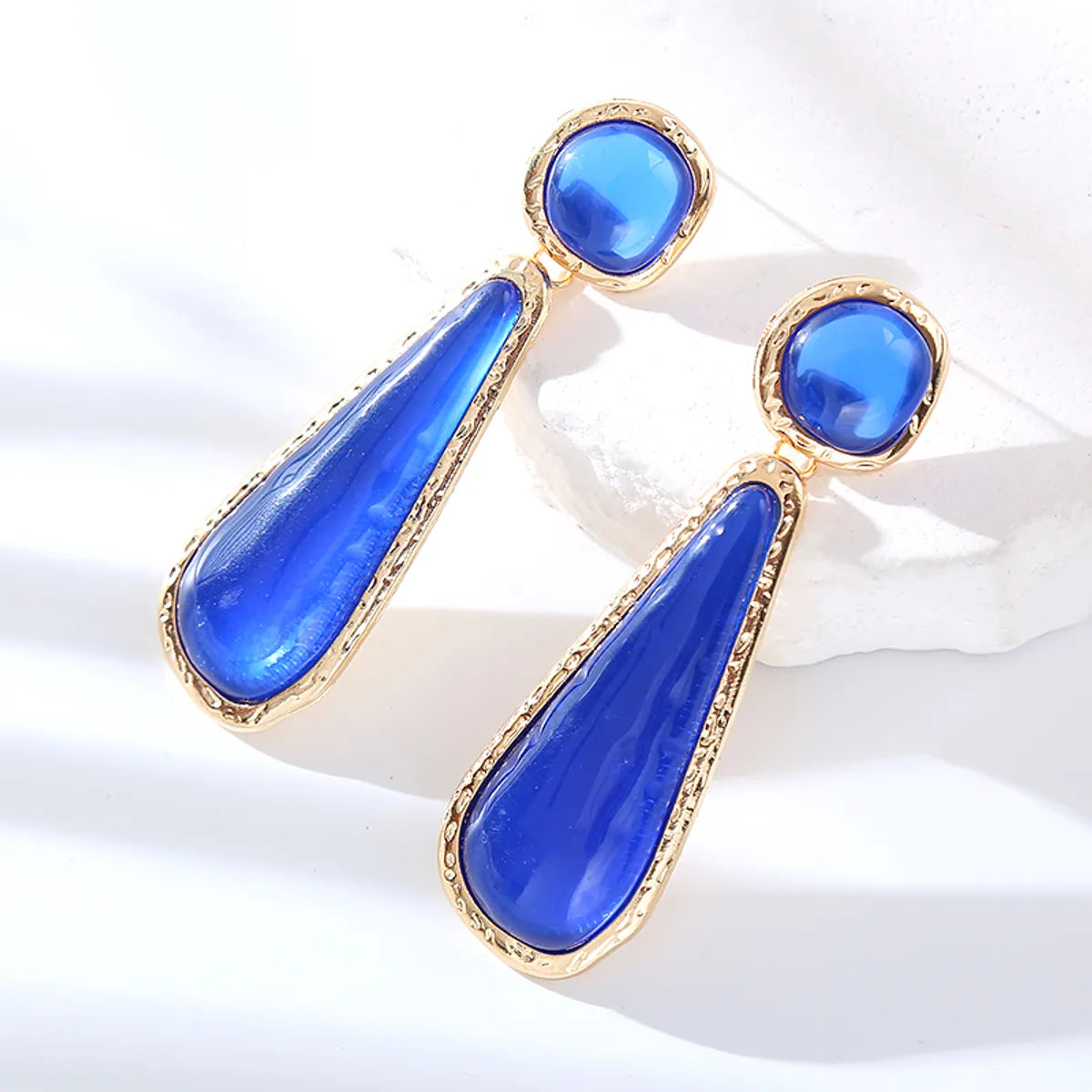 1 Pair Elegant Cute Luxurious Water Droplets Resin Drop Earrings