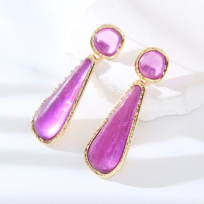 1 Pair Elegant Cute Luxurious Water Droplets Resin Drop Earrings