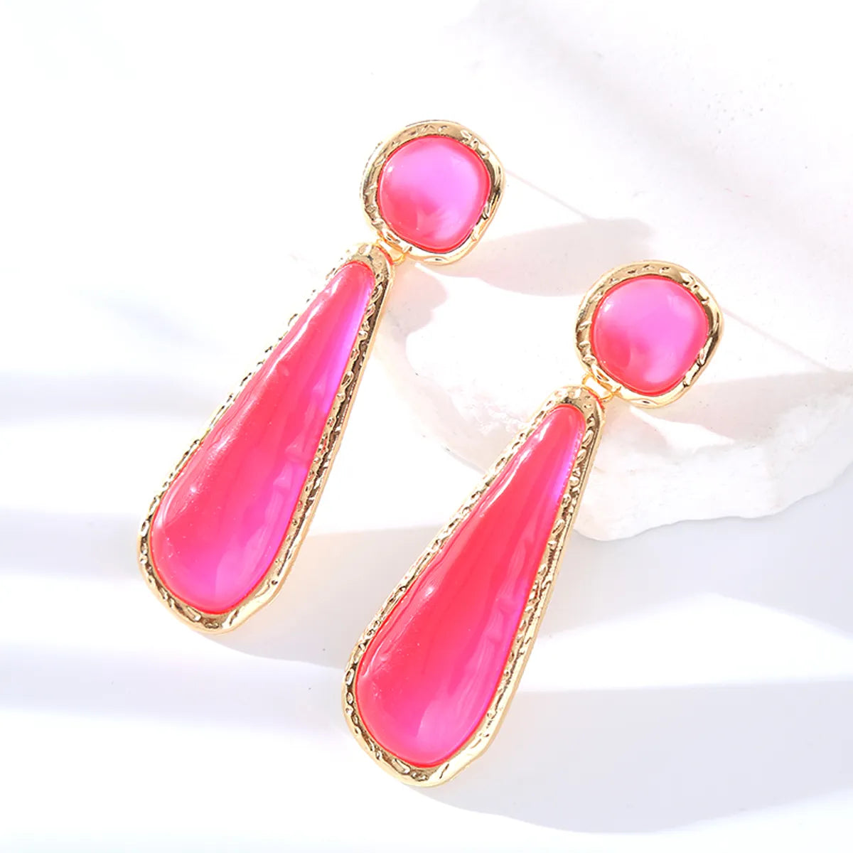 1 Pair Elegant Cute Luxurious Water Droplets Resin Drop Earrings