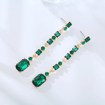 1 Pair Elegant Cute Queen Gem Inlay Alloy Rhinestones Drop Earrings