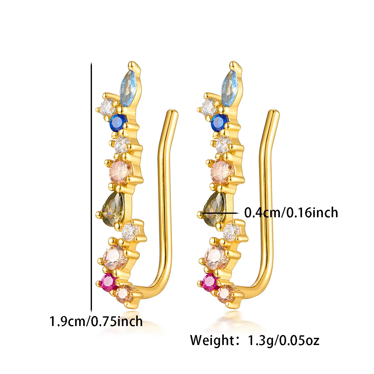 1 Pair Elegant Cute Romantic Geometric Inlay Sterling Silver Zircon White Gold Plated Gold Plated Ear Cuffs