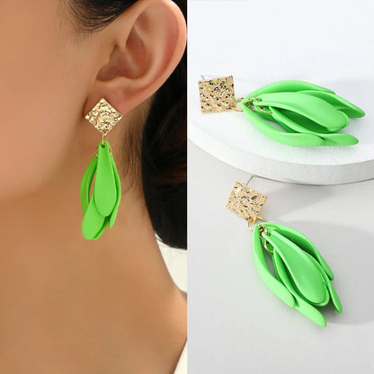 1 Pair Elegant Cute Romantic Petal Tassel Zinc Alloy Drop Earrings