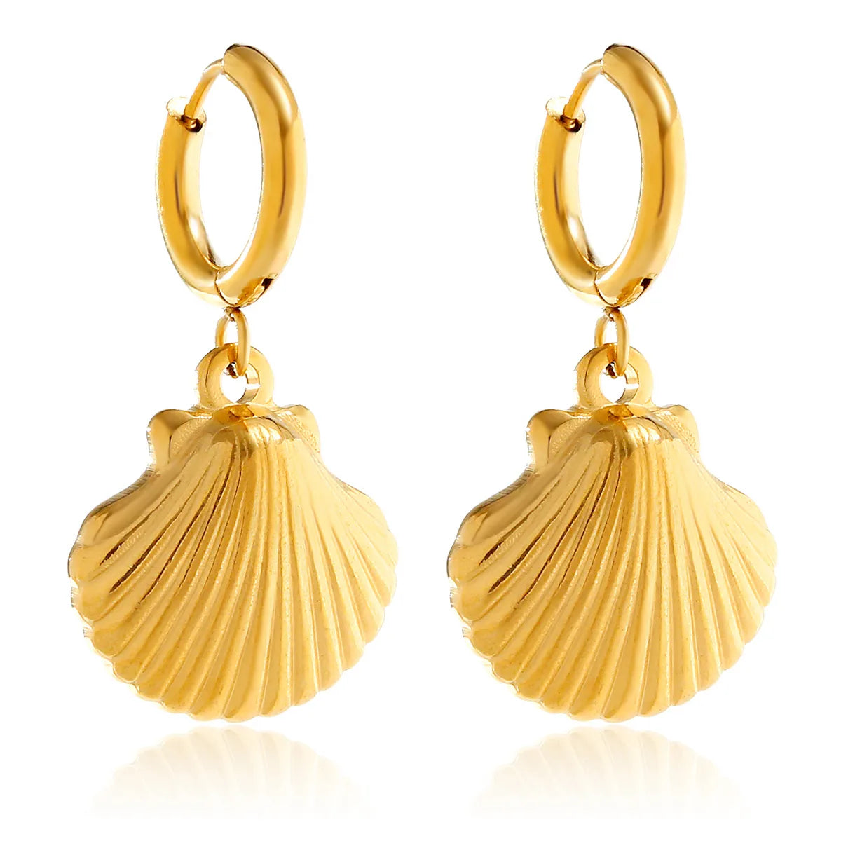 1 Pair Elegant Cute Shell Plating 304 Stainless Steel 18K Gold Plated Drop Earrings