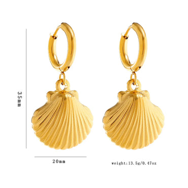 1 Pair Elegant Cute Shell Plating 304 Stainless Steel 18K Gold Plated Drop Earrings