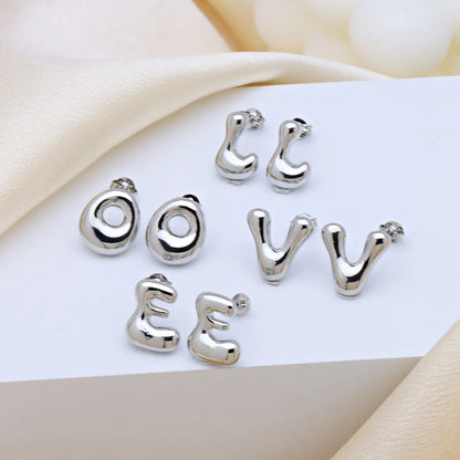 1 Pair Elegant Cute Simple Style Letter Solid Color Copper Ear Studs