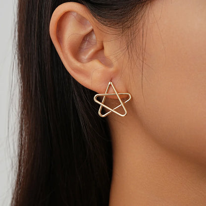 1 Pair Elegant Cute Simple Style Star Hollow Out Titanium Steel Iron Ear Studs