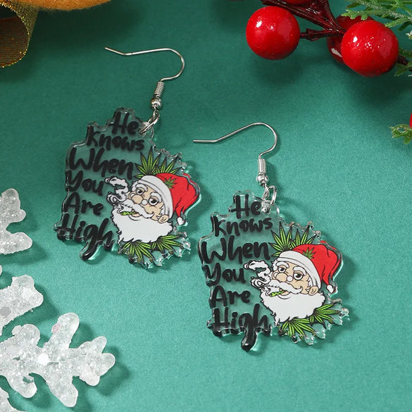 1 Pair Elegant Cute Streetwear Santa Claus Letter Arylic Drop Earrings