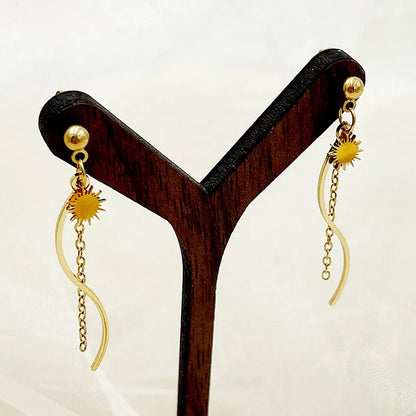 1 Pair Elegant Cute Sweet Heart Shape Plating 304 Stainless Steel 14K Gold Plated Drop Earrings