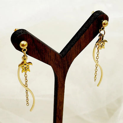 1 Pair Elegant Cute Sweet Heart Shape Plating 304 Stainless Steel 14K Gold Plated Drop Earrings