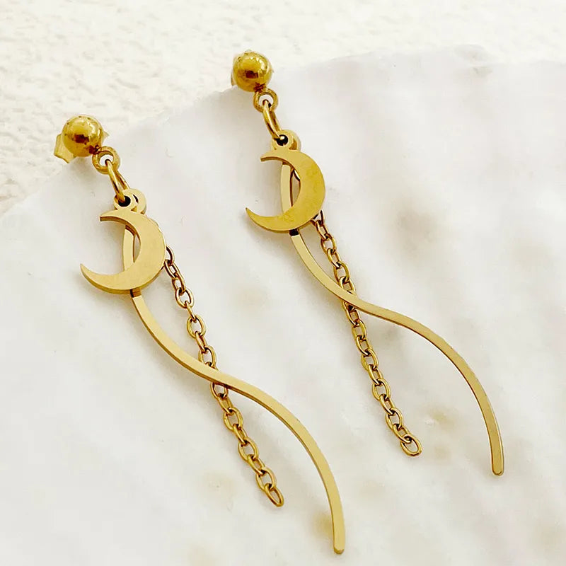 1 Pair Elegant Cute Sweet Heart Shape Plating 304 Stainless Steel 14K Gold Plated Drop Earrings