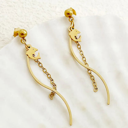 1 Pair Elegant Cute Sweet Heart Shape Plating 304 Stainless Steel 14K Gold Plated Drop Earrings