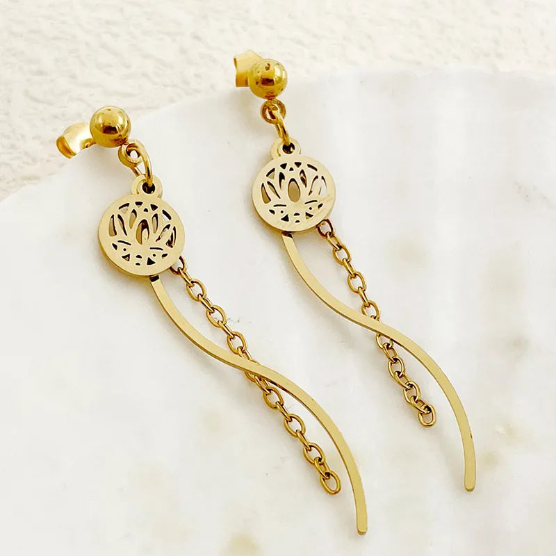 1 Pair Elegant Cute Sweet Heart Shape Plating 304 Stainless Steel 14K Gold Plated Drop Earrings