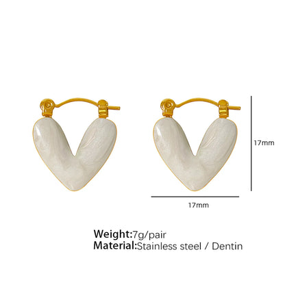 1 Pair Elegant Cute Sweet Heart Shape Plating Titanium Steel 18k Gold Plated Earrings