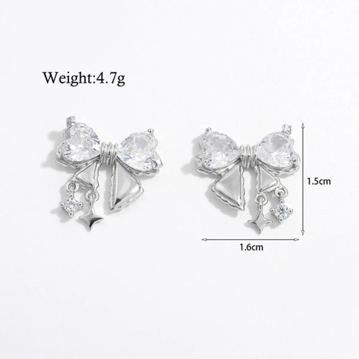 1 Pair Elegant Cute Sweet Moon Maple Leaf Crown Plating Hollow Out Inlay Sterling Silver Zircon White Gold Plated Rhodium Plated Ear Studs