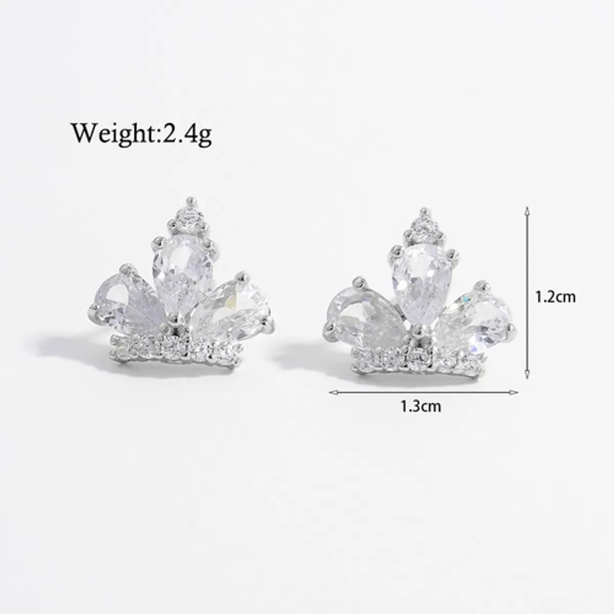 1 Pair Elegant Cute Sweet Moon Maple Leaf Crown Plating Hollow Out Inlay Sterling Silver Zircon White Gold Plated Rhodium Plated Ear Studs