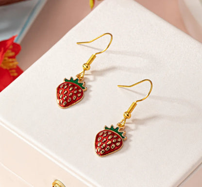 1 Pair Elegant Cute Vacation Fruit Strawberry Zinc Alloy Drop Earrings