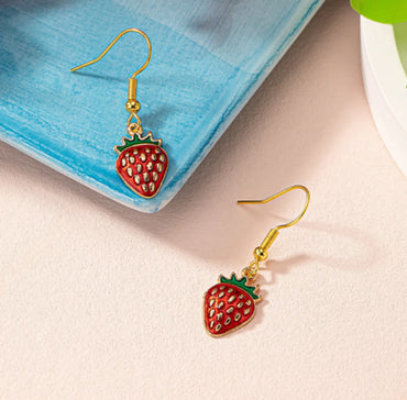 1 Pair Elegant Cute Vacation Fruit Strawberry Zinc Alloy Drop Earrings