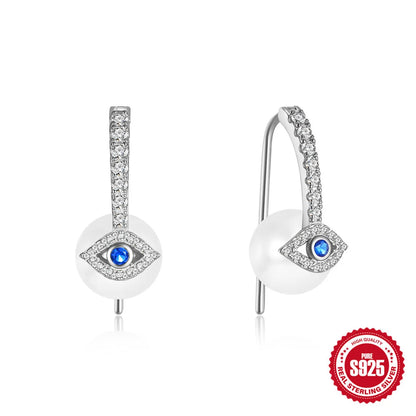 1 Pair Elegant Devil's Eye Plating Sterling Silver Hoop Earrings