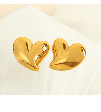 1 Pair Elegant Exaggerated Commute Heart Shape Polishing 304 Stainless Steel 18K Gold Plated Ear Studs