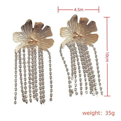 1 Pair Elegant Exaggerated Flower Plating Inlay Alloy Rhinestones Gold Plated Silver Plated Drop Earrings