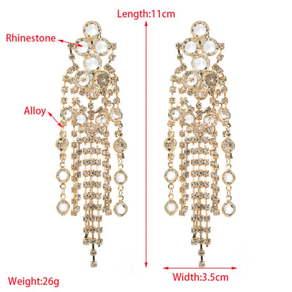 1 Pair Elegant Exaggerated Luxurious Solid Color Inlay Alloy Rhinestones Gold Plated Silver Plated Drop Earrings