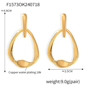 1 Pair Elegant Exaggerated Modern Style Water Droplets Copper 18K Gold Plated Drop Earrings