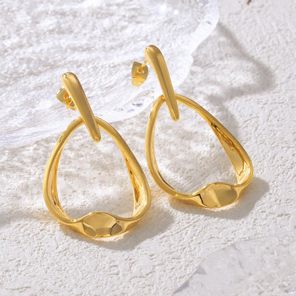 1 Pair Elegant Exaggerated Modern Style Water Droplets Copper 18K Gold Plated Drop Earrings