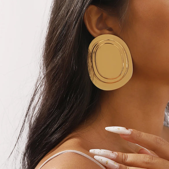 1 Pair Elegant Exaggerated Oval Plating Alloy Drop Earrings