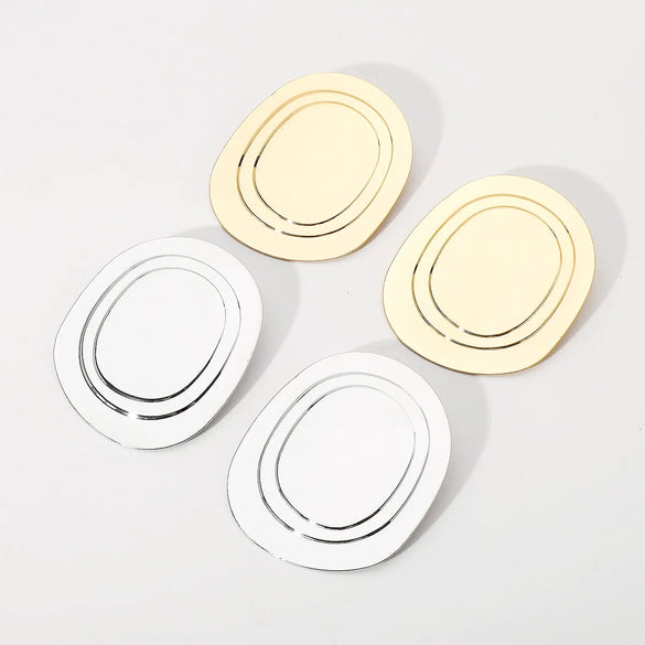 1 Pair Elegant Exaggerated Oval Plating Alloy Drop Earrings